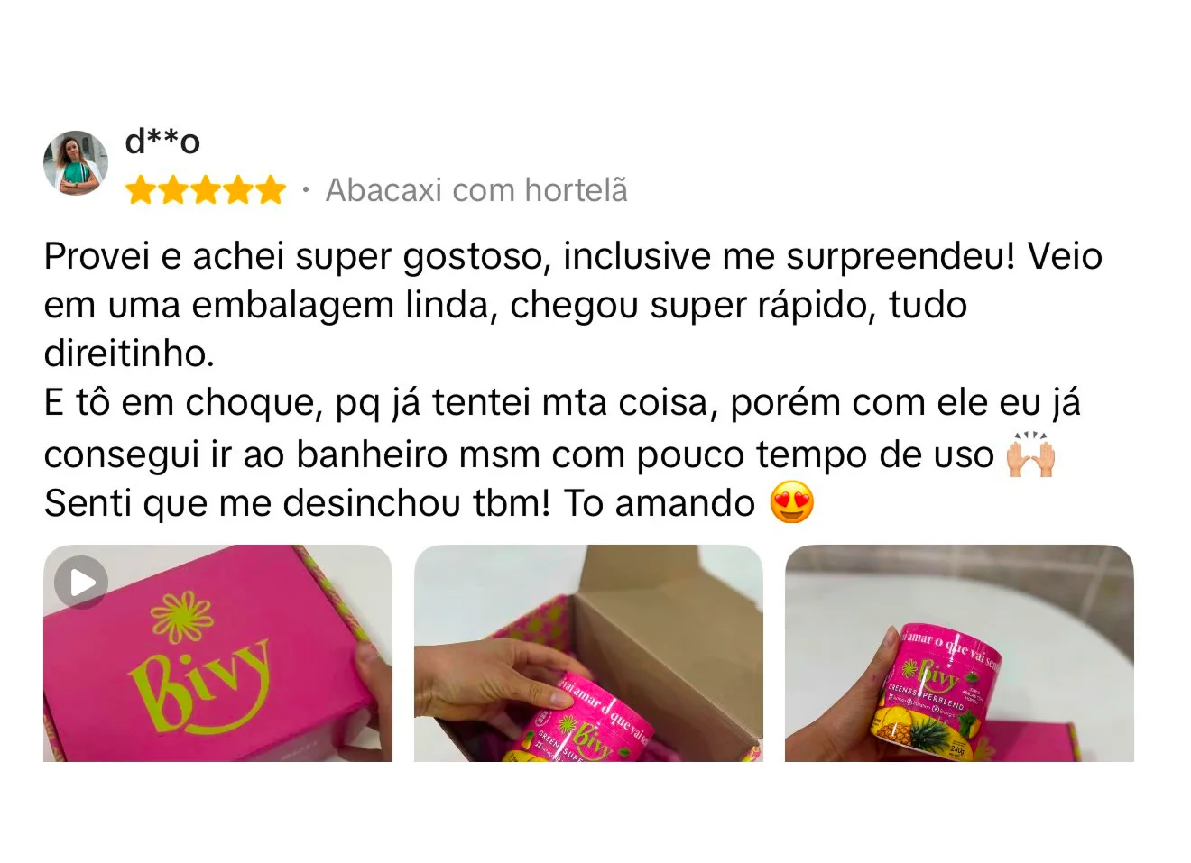 Depoimento 1 de cliente da Bivy